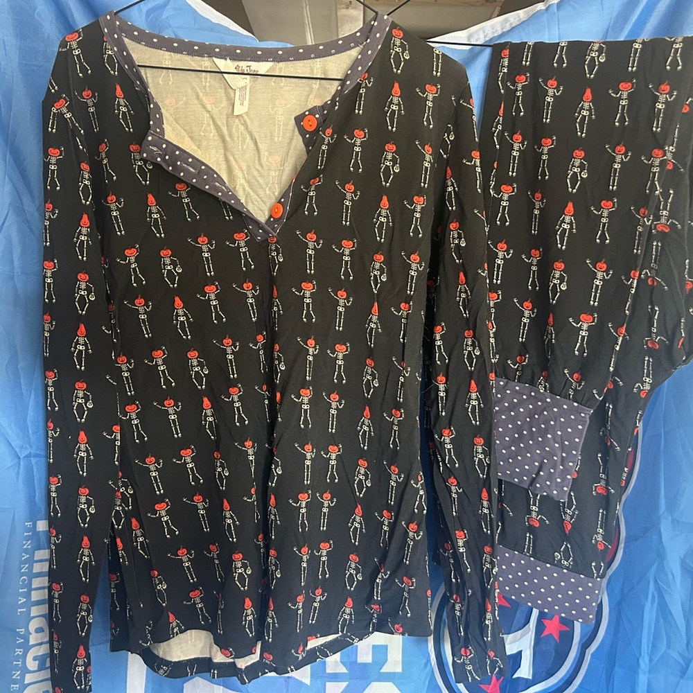 Matilda Jane L Black Skeleton Print Pajama Set